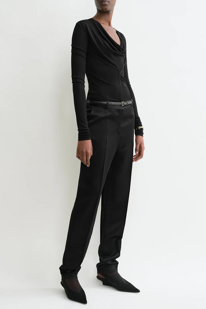 Longsleeve Draped V in SchwarzToteme - Anita Hass