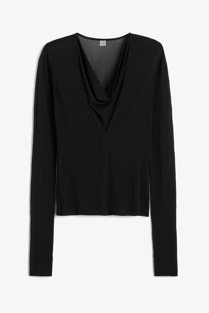 Longsleeve Draped V in SchwarzToteme - Anita Hass