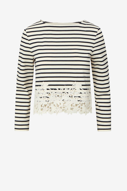 Longsleeve Horvey in Dove/Navy