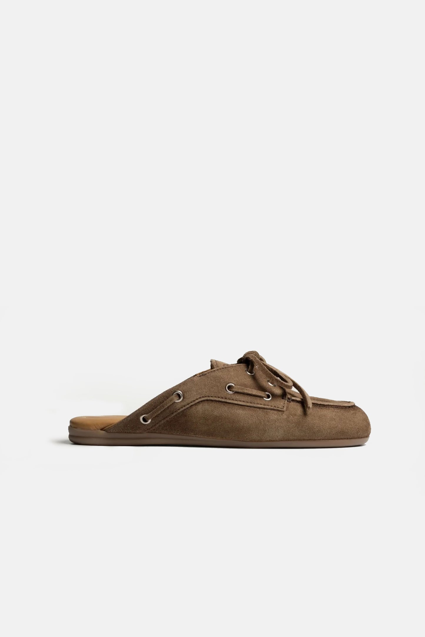 Mules Boat in pelle scamosciata marrone scuro