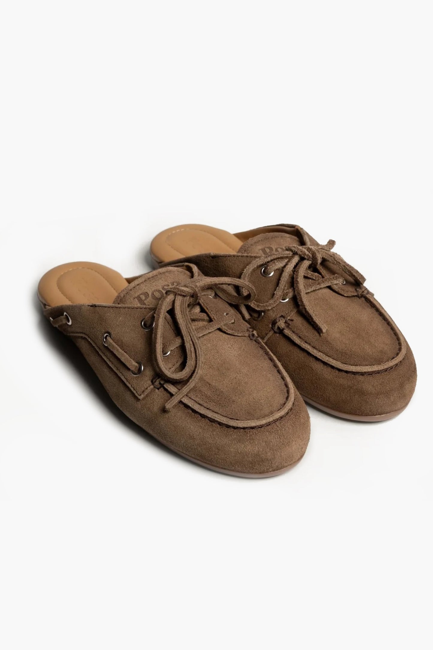 Mules Boat in pelle scamosciata marrone scuro