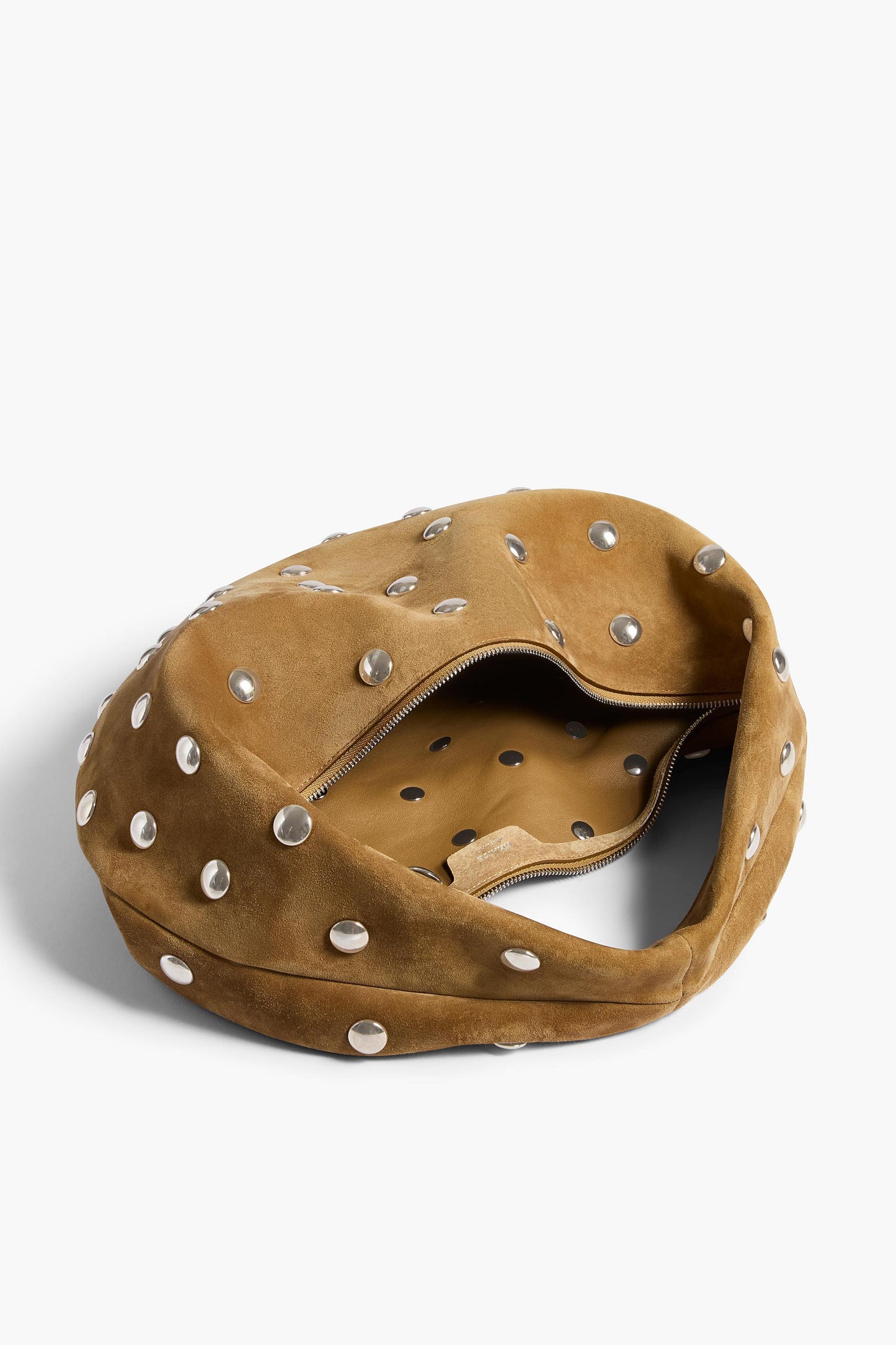 Borsa Olivia Studs Medium in pelle scamosciata color fango