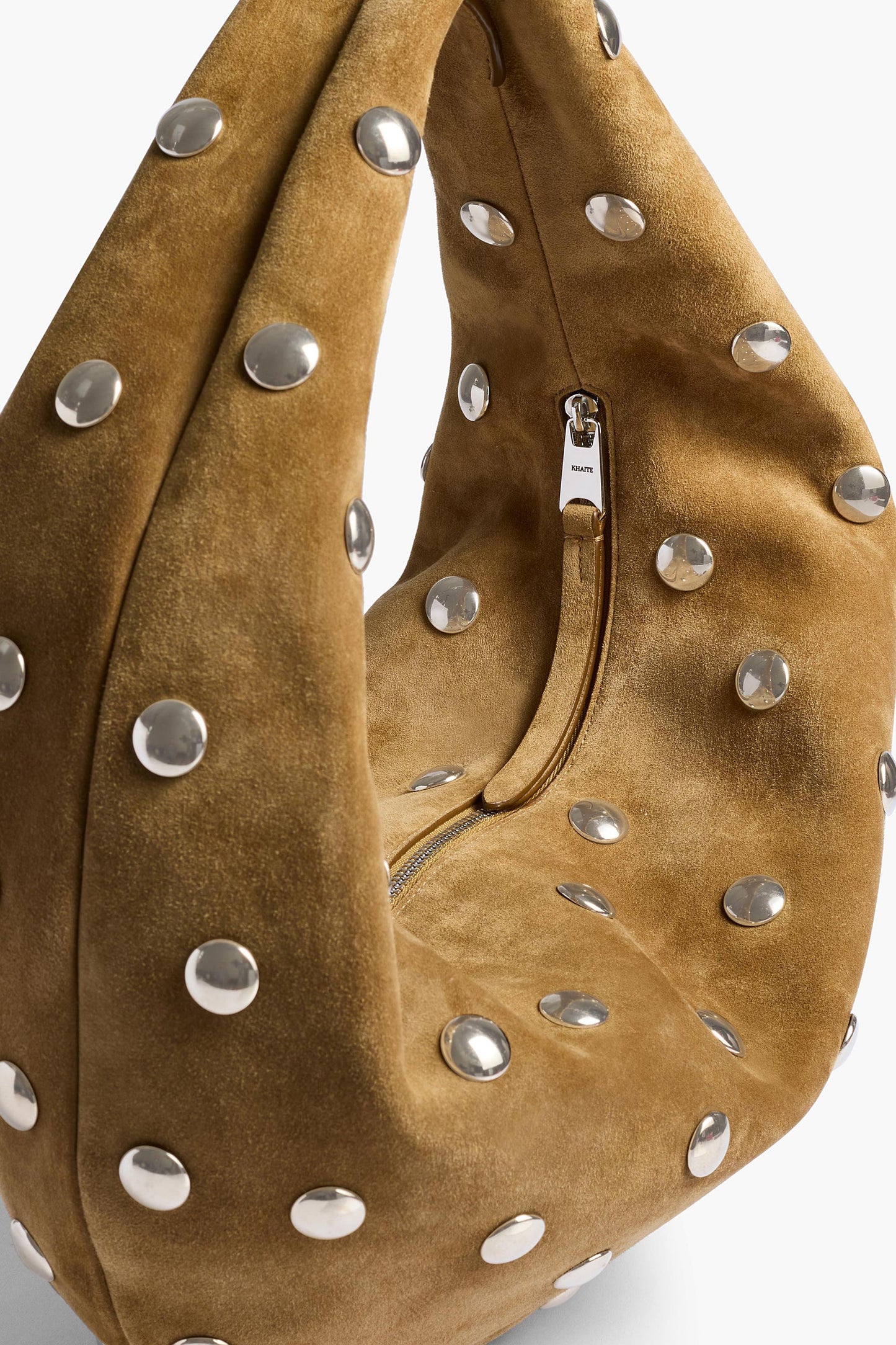 Borsa Olivia Studs Medium in pelle scamosciata color fango