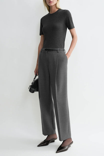 Hose Pleated Straight in Grey MelangeToteme - Anita Hass