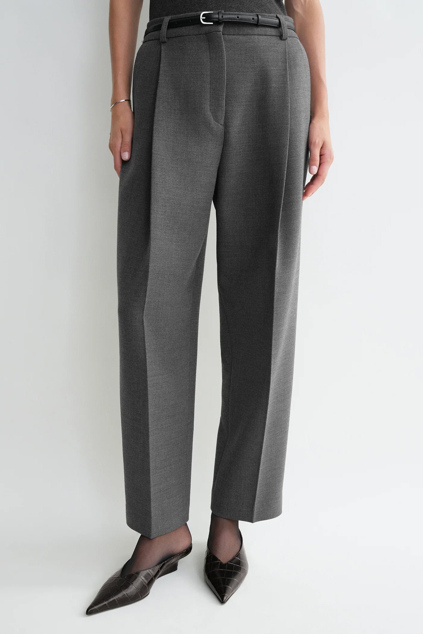 Hose Pleated Straight in Grey MelangeToteme - Anita Hass