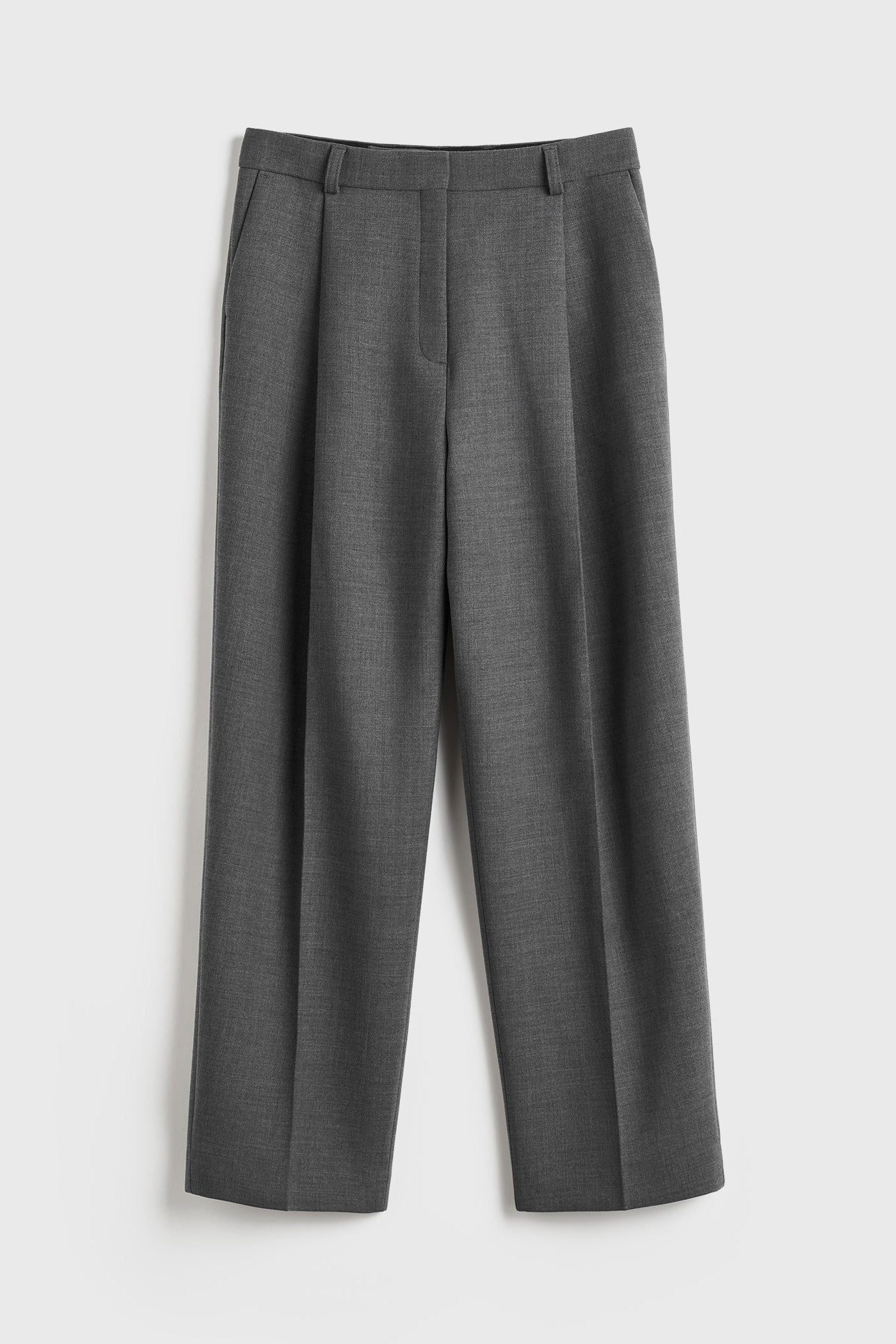 Hose Pleated Straight in Grey Melange