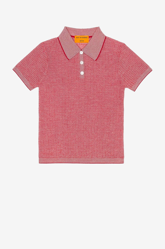 Poloshirt Shrunken in True Red/CreamGuest in Residence - Anita Hass