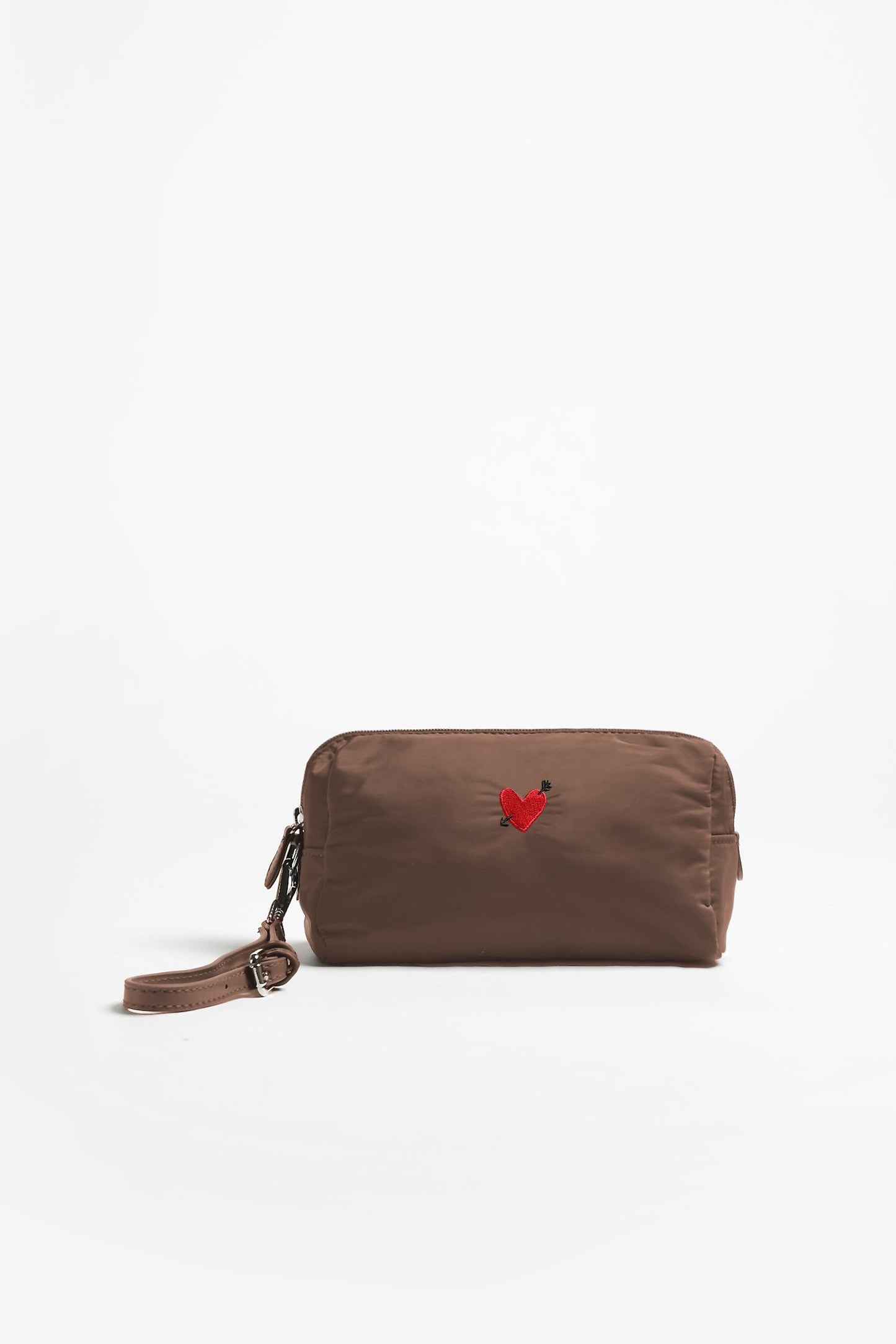 Pouch 'Heart' in Brown Nylon