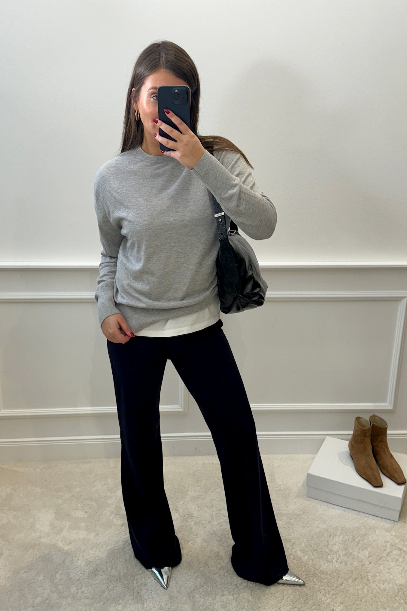 Pullover Crew Neck in Grey MelangeToteme - Anita Hass