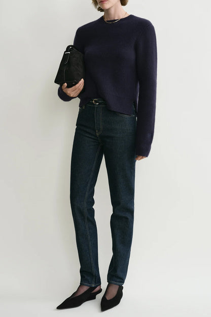 Pullover Cropped Crew in NavyToteme - Anita Hass