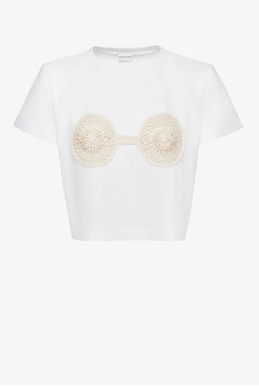 T-shirt Crochet Bra en blanc