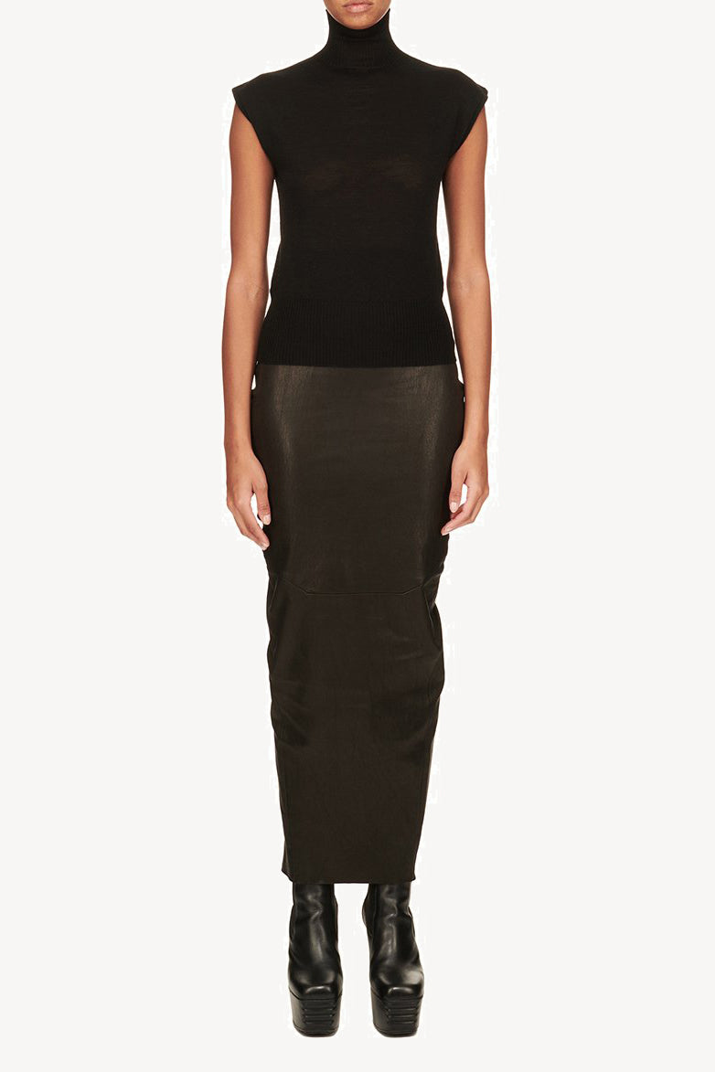 Lederrock Dirt Pillar in SchwarzRick Owens - Anita Hass