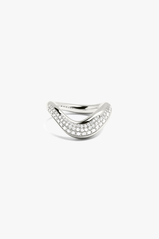 Ring Curvy Pavé Diamonds in Silber