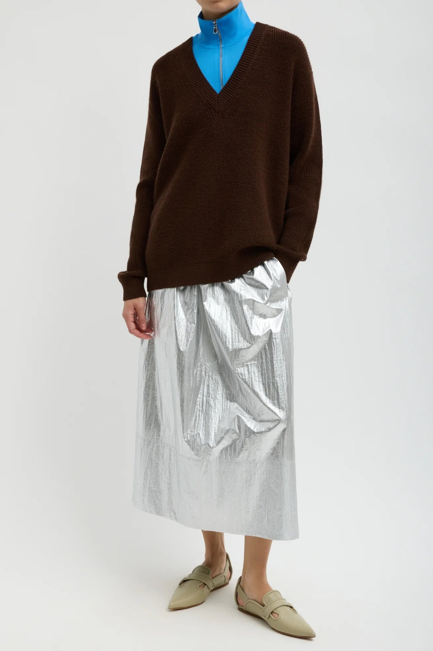 Skirt in silver metallic