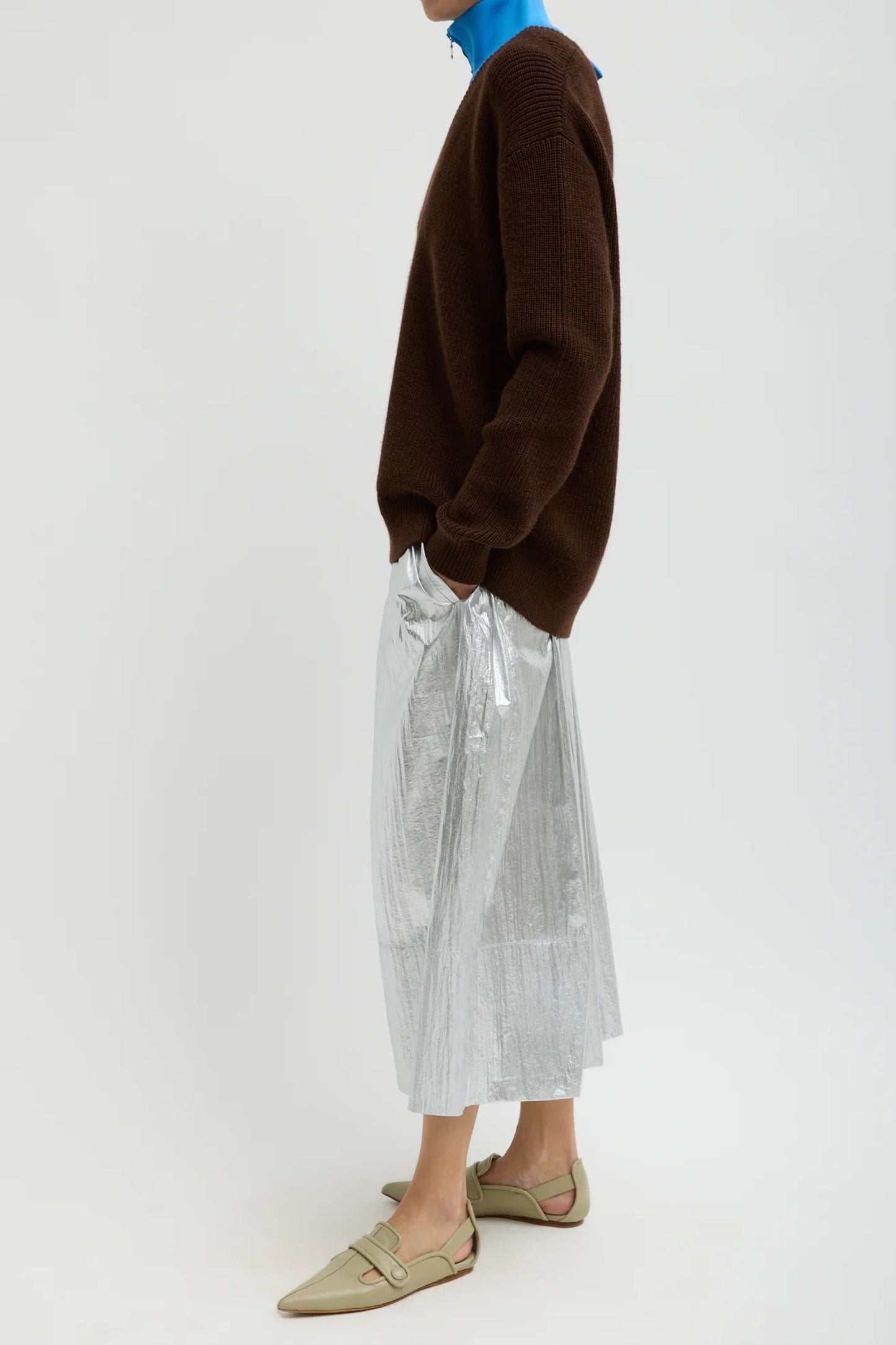 Skirt in silver metallic