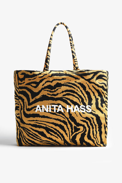 "Heart" Large Tote in Ochre Zebra by Anita Hass - Anita Hass
