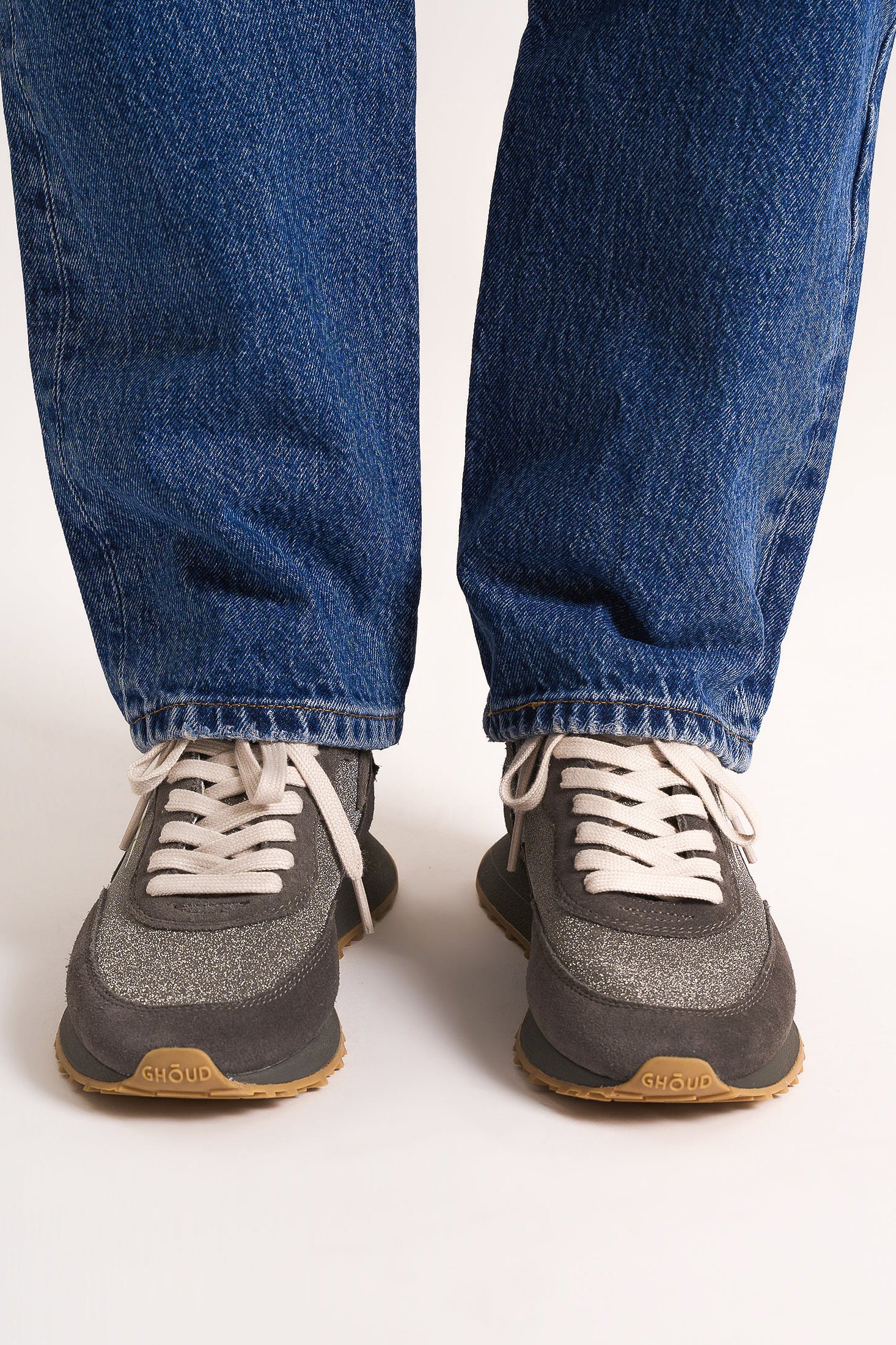 Sneaker Rush Starlight in Glitter Mono/Suede SmokeGhoud - Anita Hass