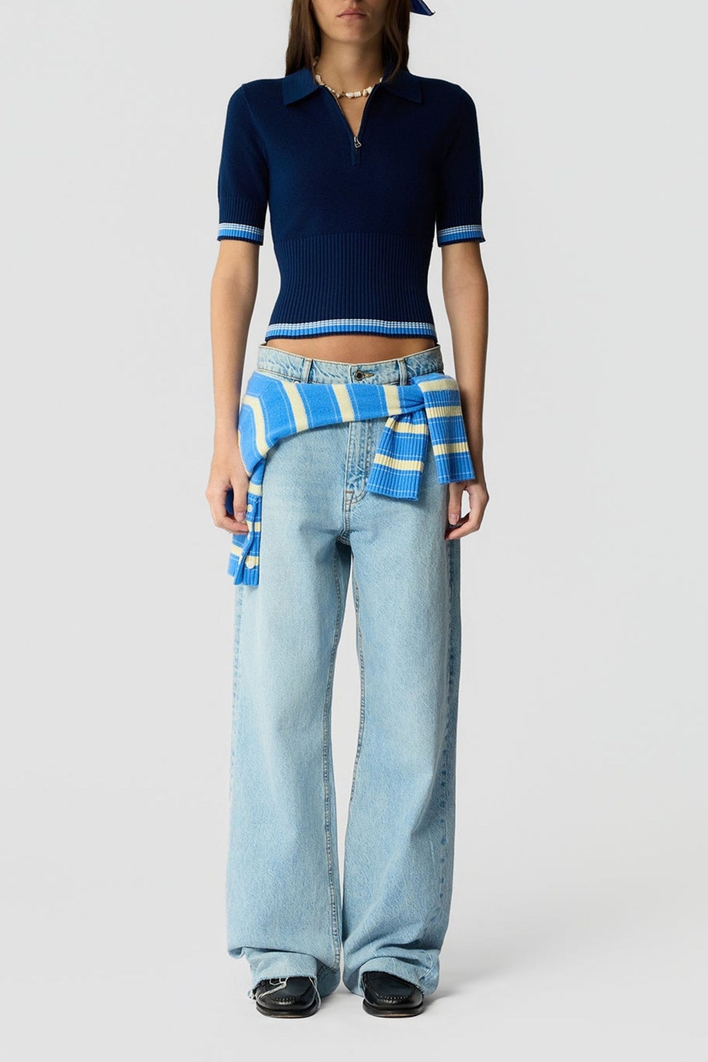 Marcella polo knit shirt in navy