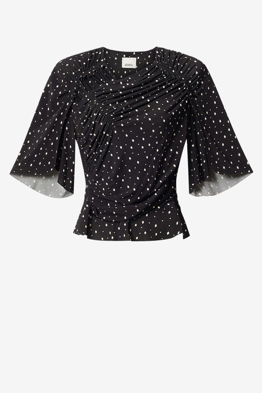 T-Shirt Garla in Schwarz/Ecru