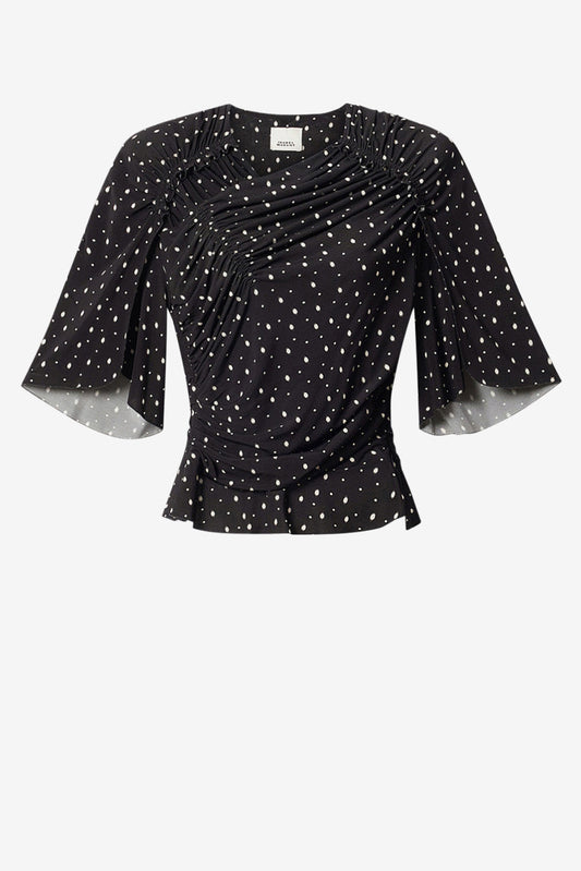 T-Shirt Garla in Schwarz/Ecru