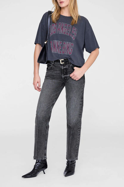 T-Shirt Johnny Cropped in Washed BlackAnine Bing - Anita Hass