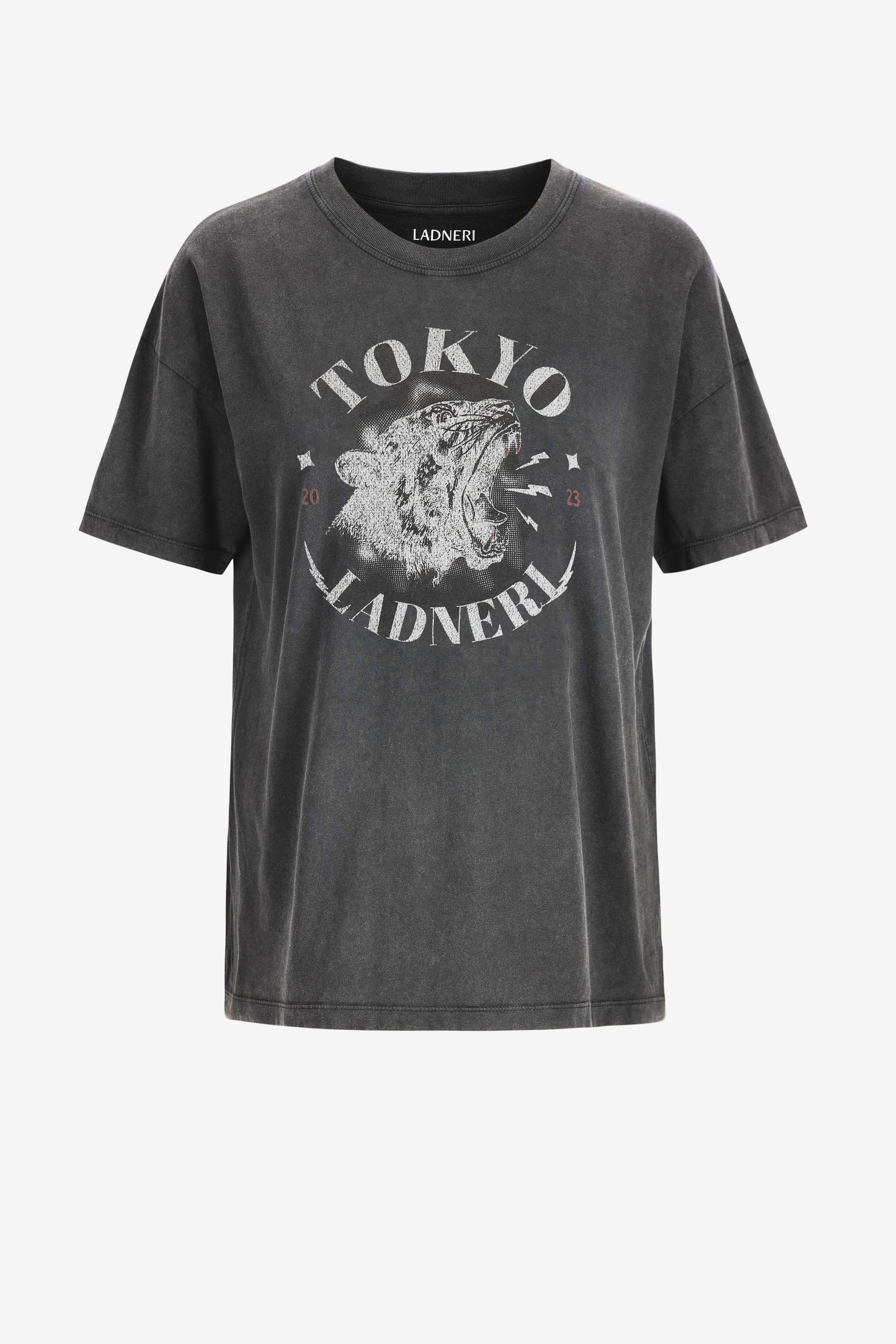 T-Shirt Ladneri Tiger in Washed Black