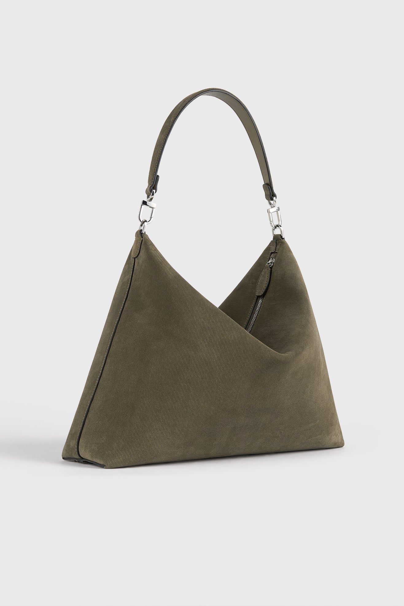 Borsa in velluto a coste Bevel in camoscio taupe scuro