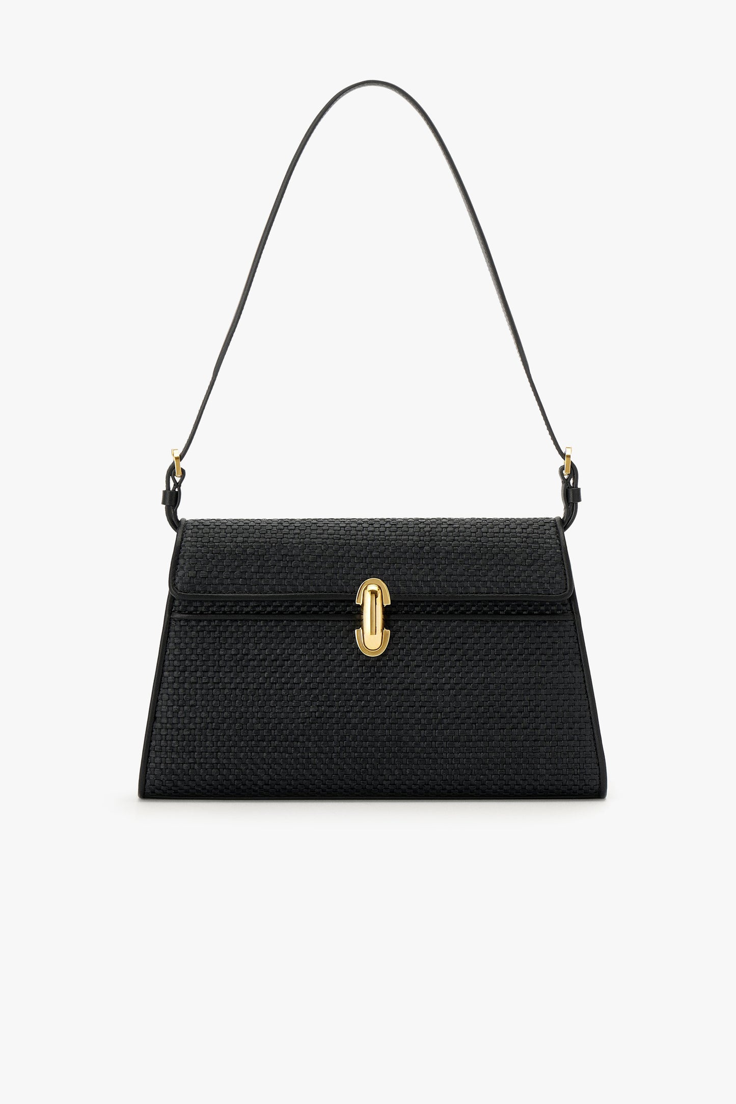 Tasche Symmetry in Raffia Schwarz