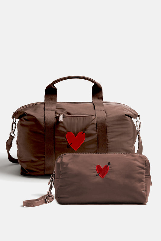 Taschen Set 'Heart' Large in Braun Nylon