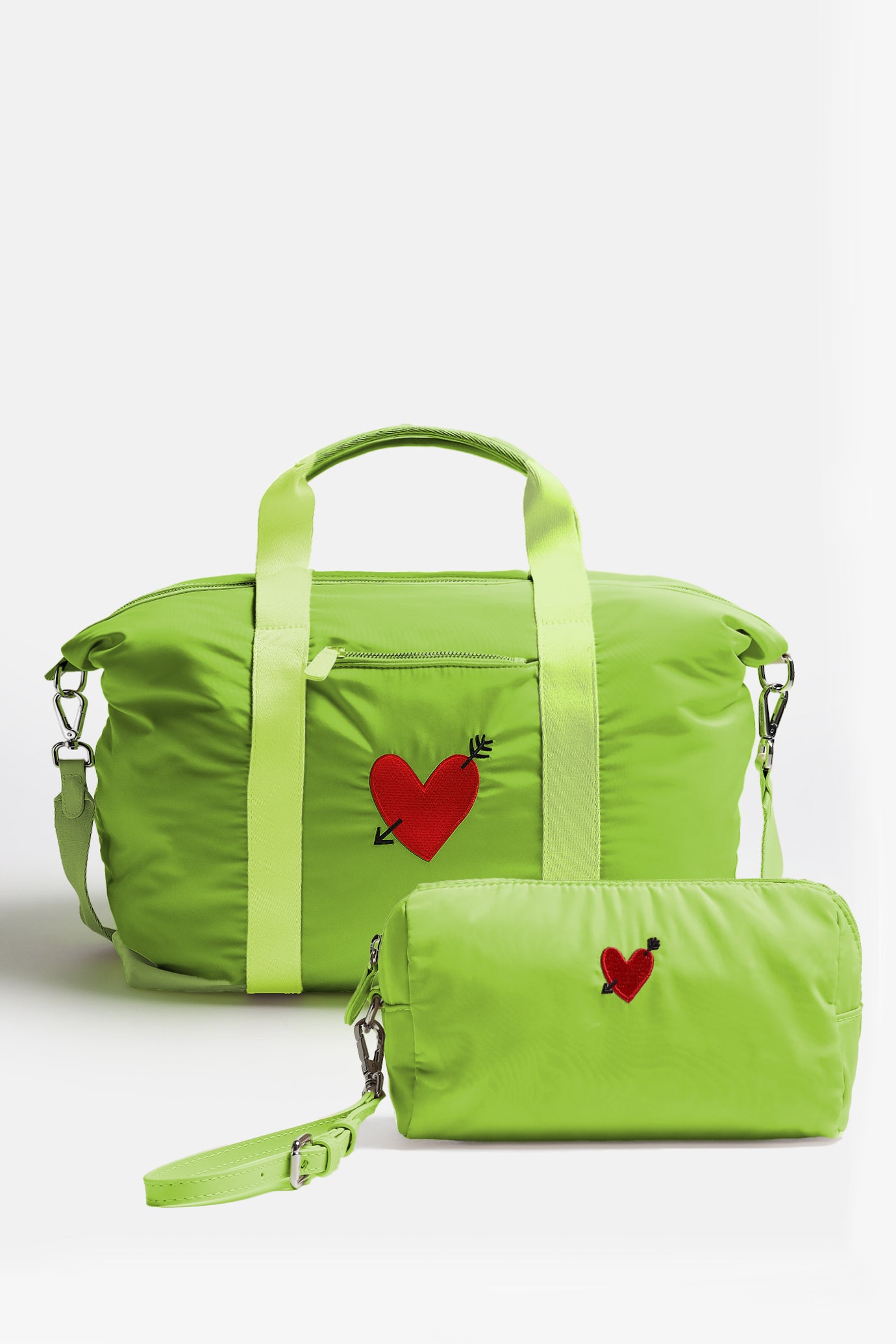 Bags Set 'Heart' in Matcha Nylon