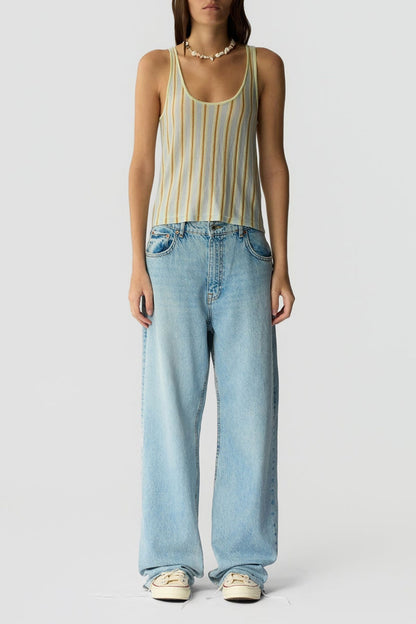 Top Fine Stripe in Limewash