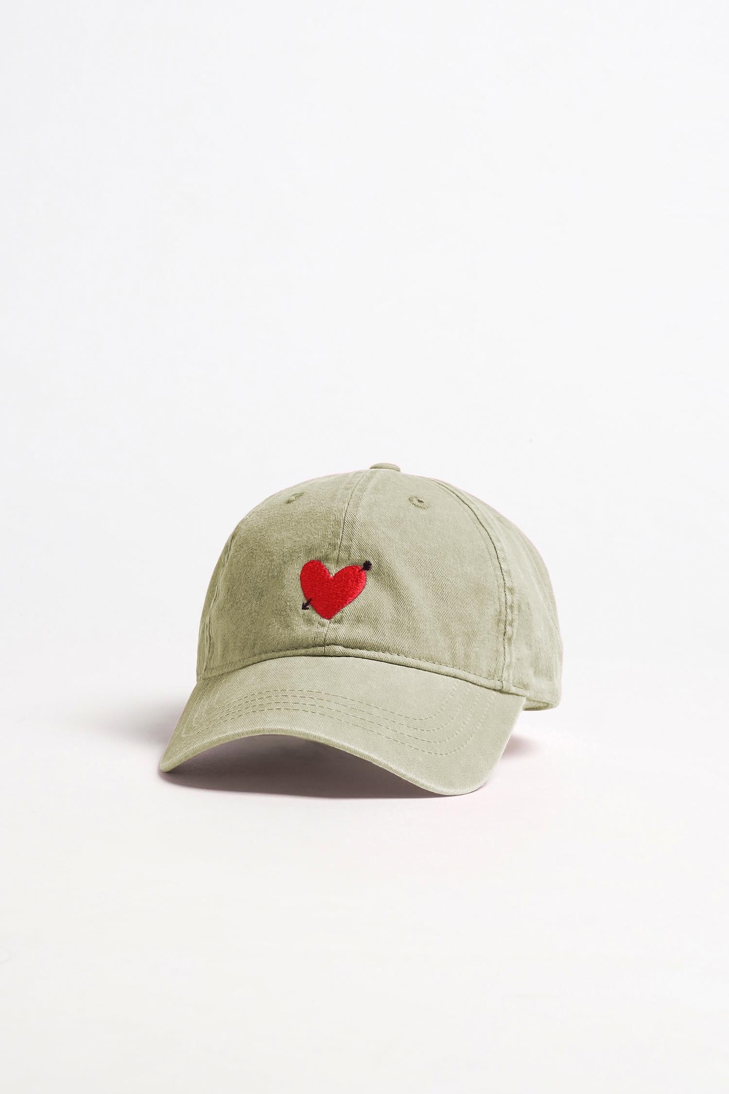 Cap Heart in Washed Oliv - Anita Hass