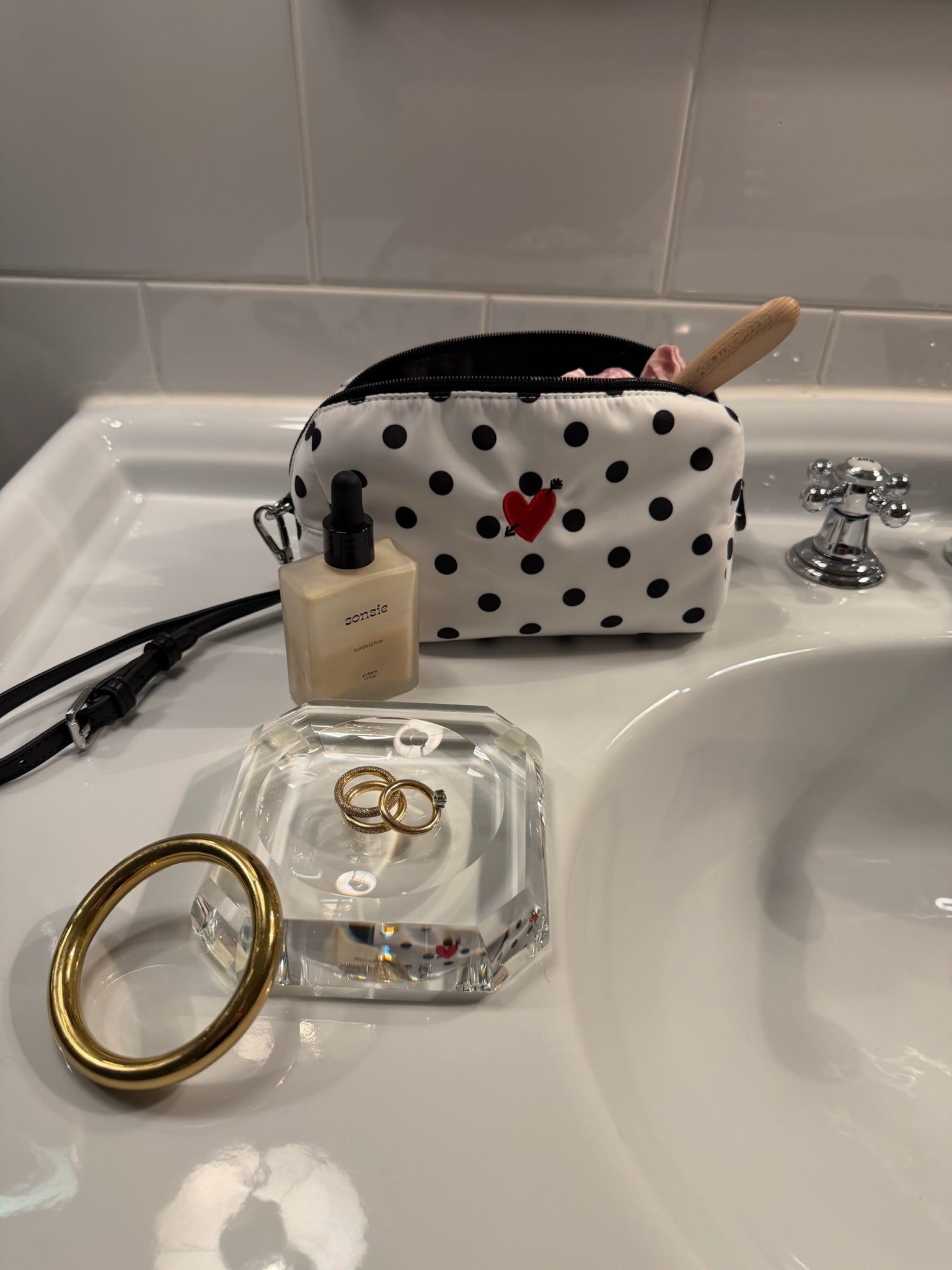 "Heart" Pouch in Polka-Dot Nylon by Anita Hass - Anita Hass