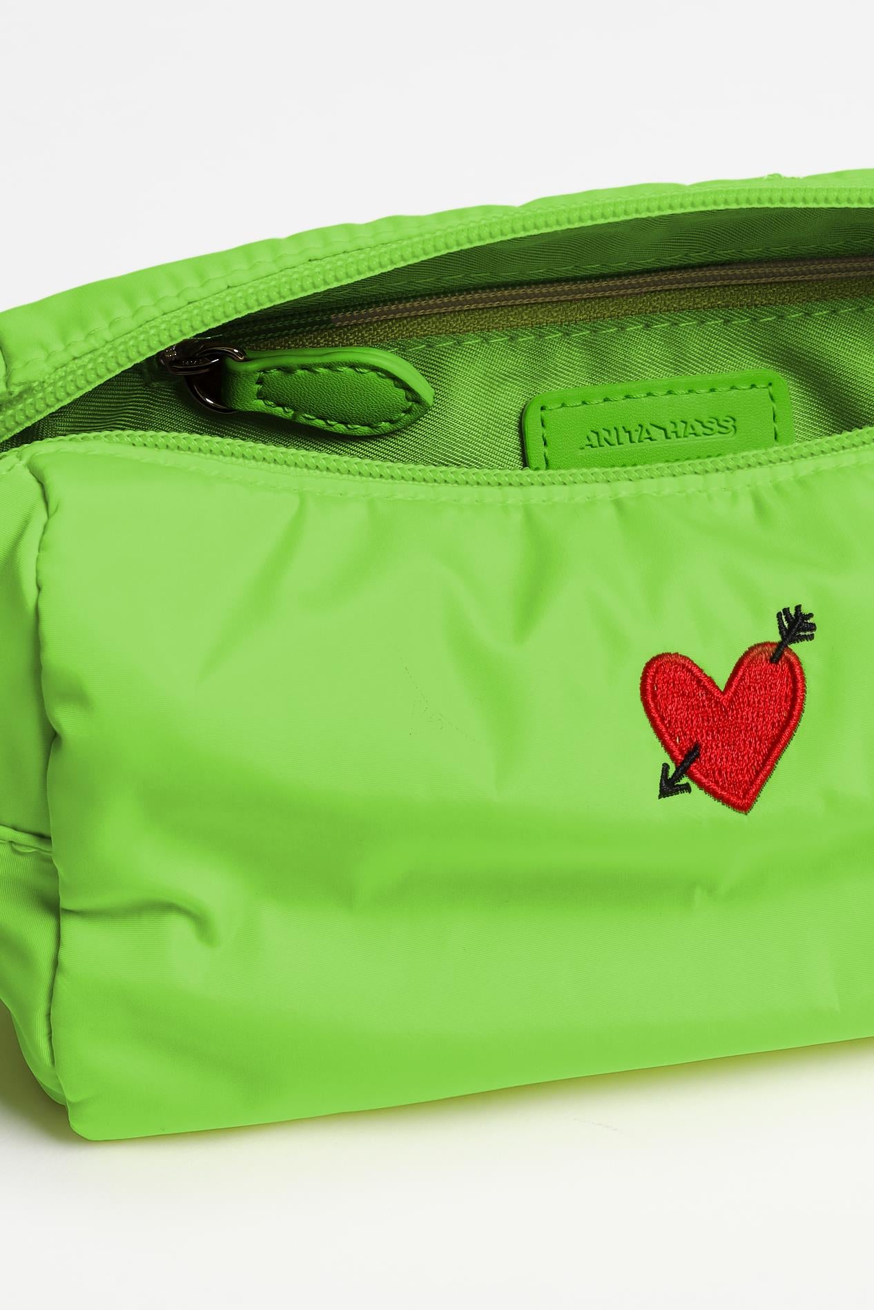 Pouch 'Heart' Large in Matcha Nylon - Anita Hass