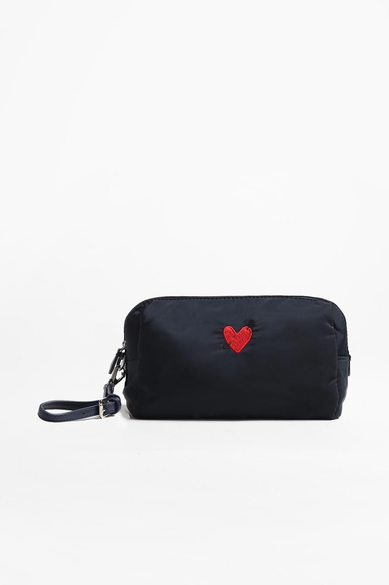 "Heart" Large Pouch in Navy Nylon by Anita Hass - Anita Hass