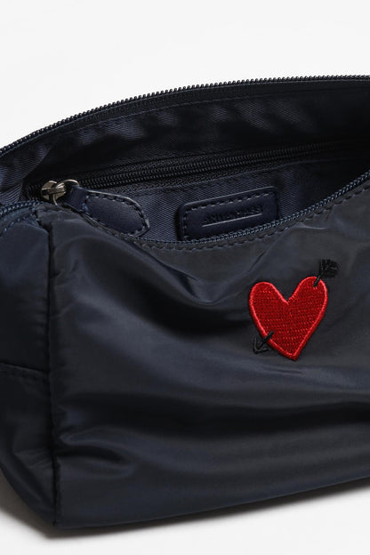"Heart" Large Pouch in Navy Nylon by Anita Hass - Anita Hass