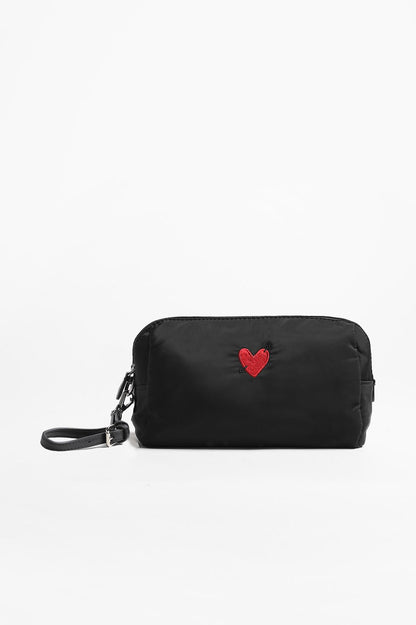 "Heart" Large Pouch in Black Nylon by Anita Hass - Anita Hass