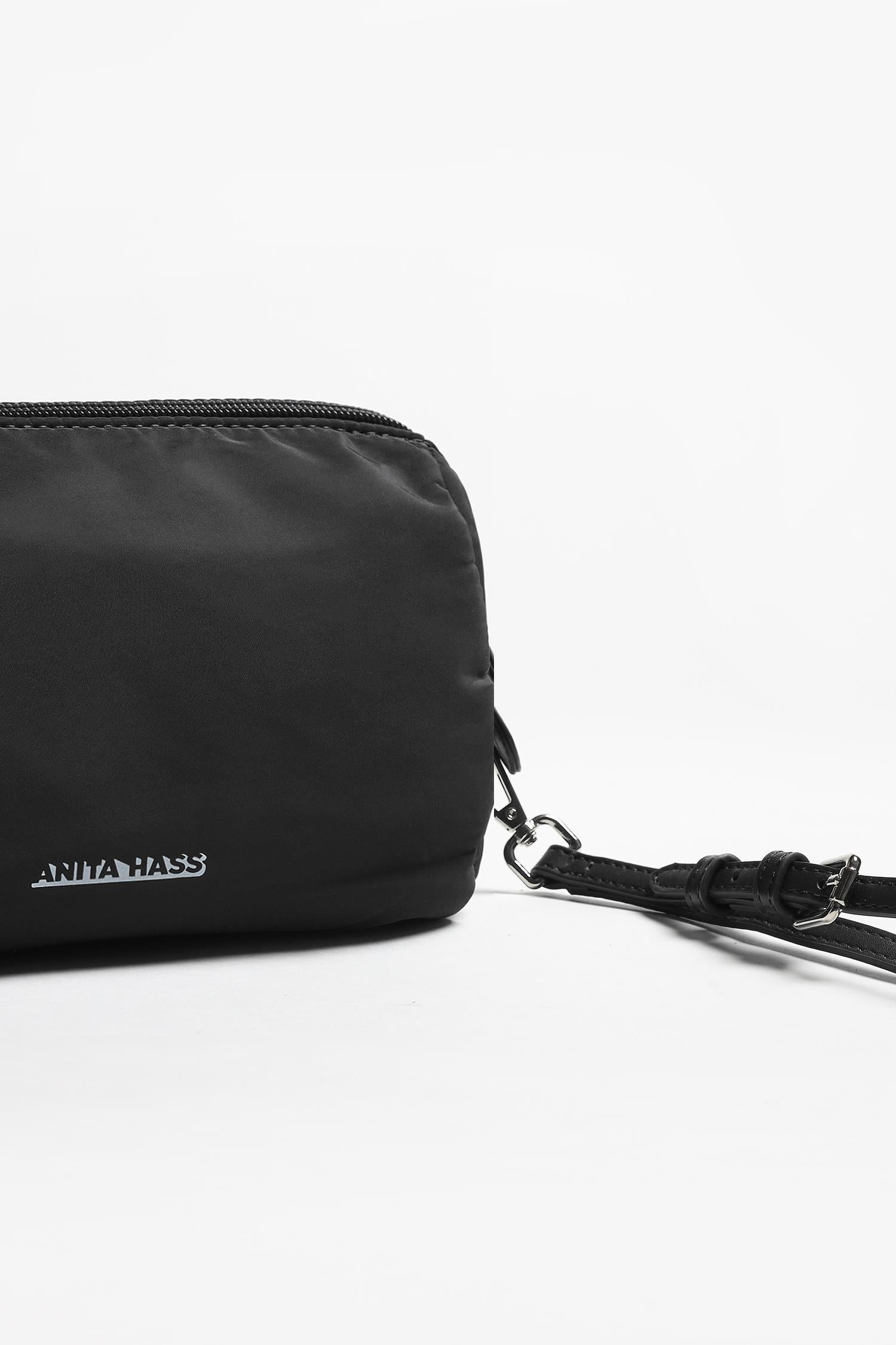 "Heart" Large Pouch in Black Nylon by Anita Hass - Anita Hass