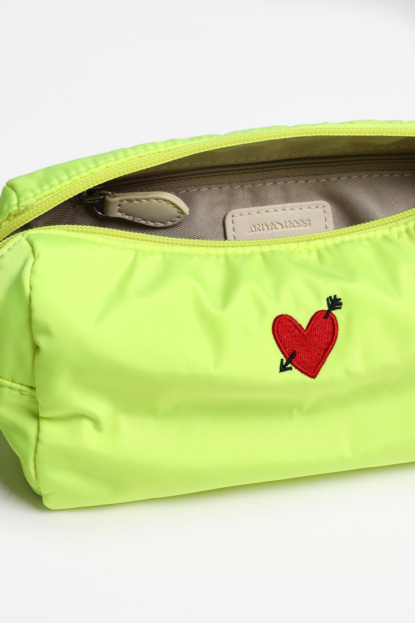 "Heart" Pouch in Neon Yellow Nylon by Anita Hass - Anita Hass