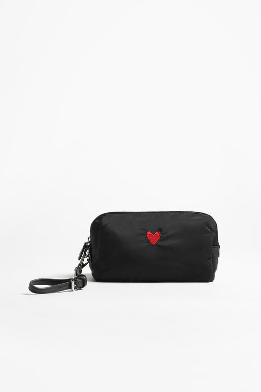 Pouch 'Heart' in Schwarz Nylon - Anita Hass