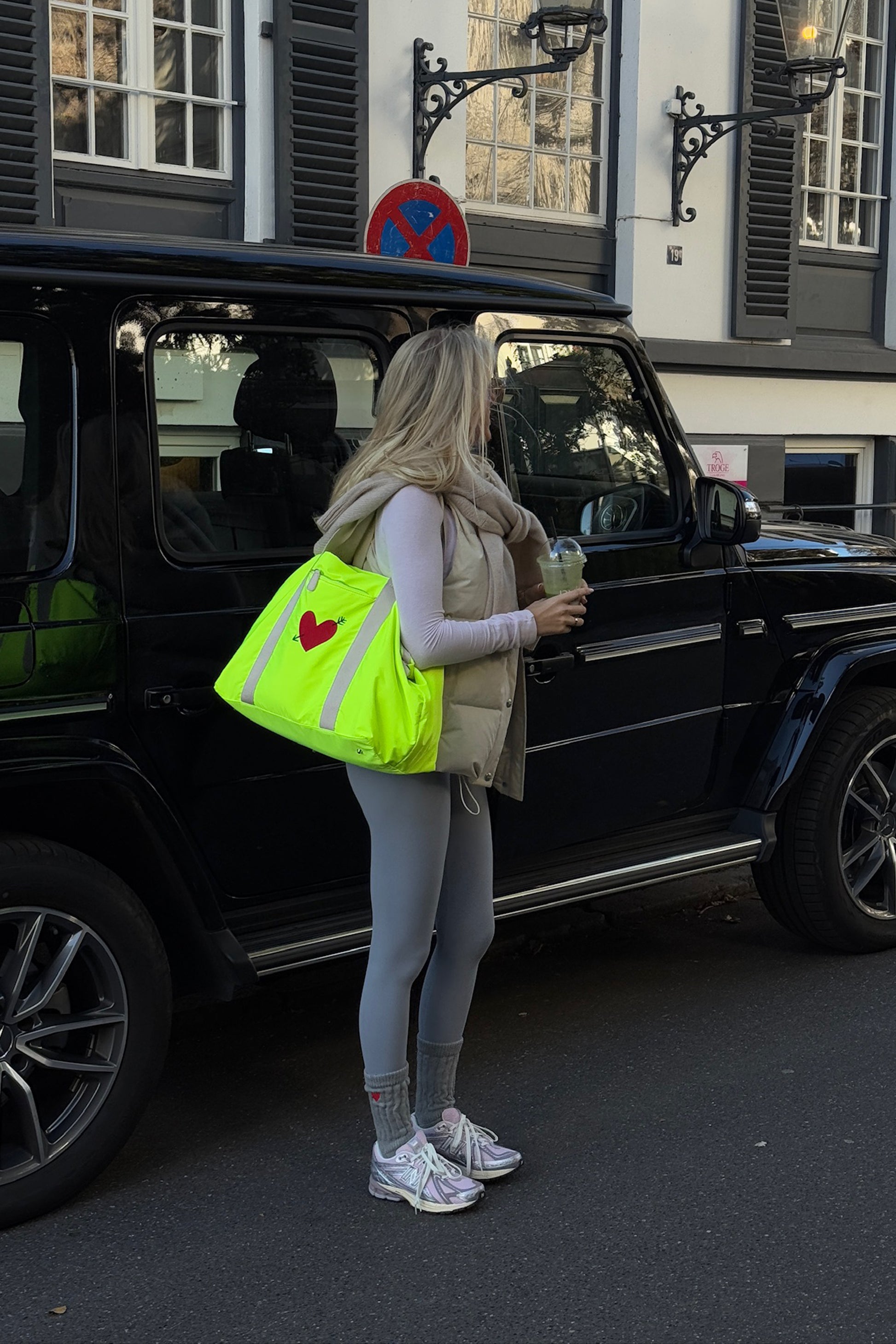 "Heart" Bag Set in Neon Yellow Nylon by Anita Hass - Anita Hass