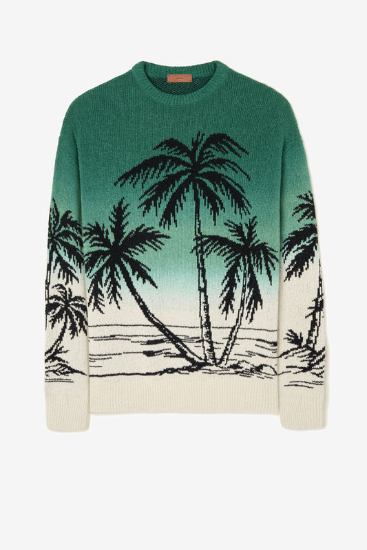 Wave Bloom Sweater in Nature/Green by Alanui - Anita Hass