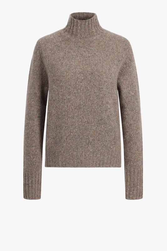 Pullover Mockneck Neps in Taupe Allude
