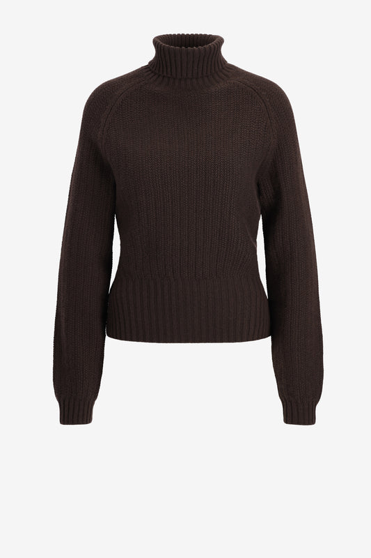 Pullover Rib Mock in Dark Espresso Allude