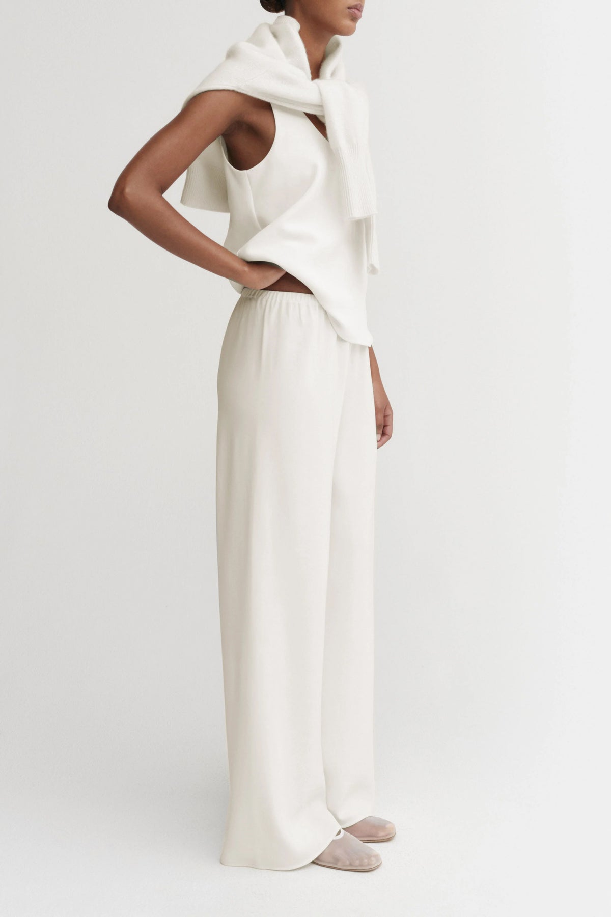 Bea Crepe Pants in Cream by Almada Label - Anita Hass