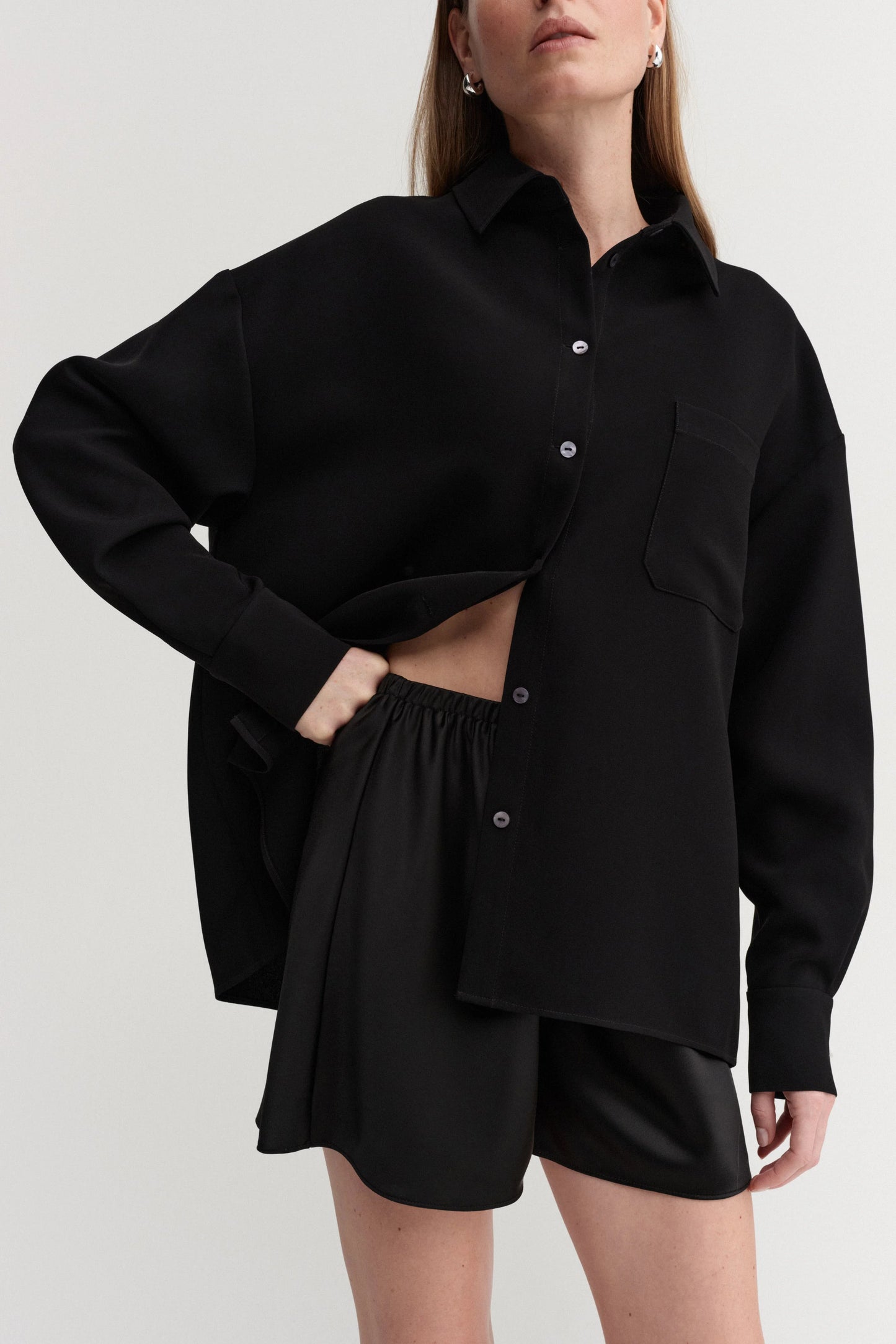 Bim Satin Shorts in Black by Almada Label - Anita Hass