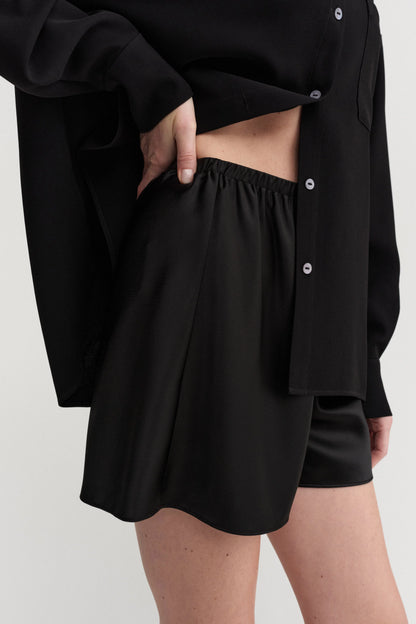 Bim Satin Shorts in Black by Almada Label - Anita Hass