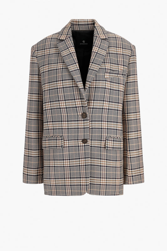 Quinn Blazer in Beige and Navy Check