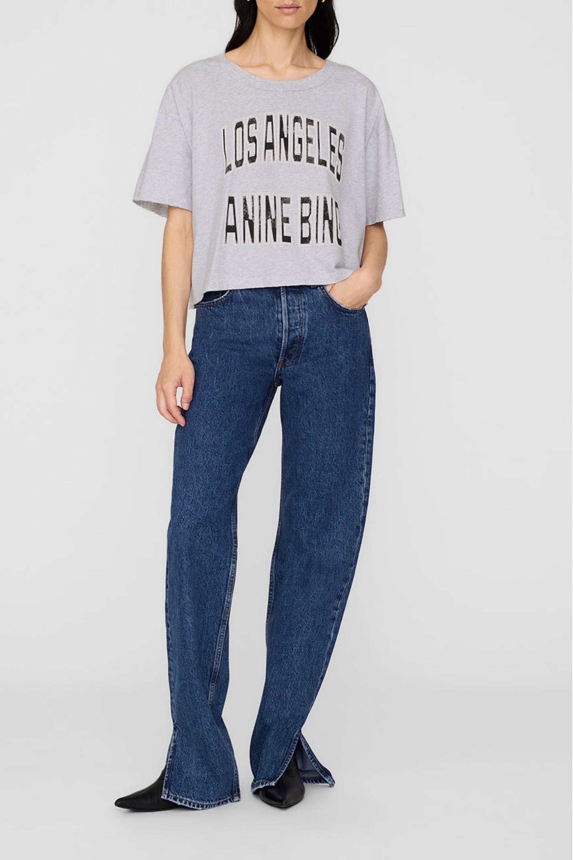 Camiseta Johnny Cropped en gris de Anine Bing - Anita Hass