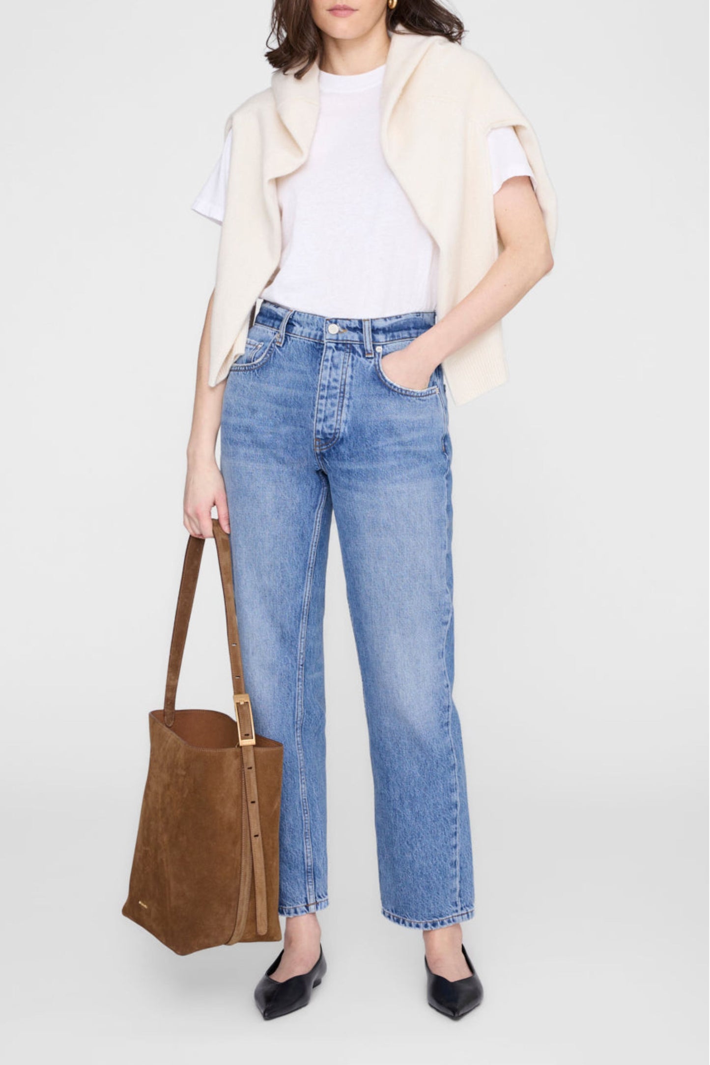 Elly Bucket Bag in Tobacco Suede by Anine Bing - Anita Hass